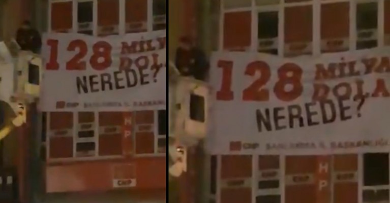 CHP'nin astığı pankartlar gece yarısı indirildi