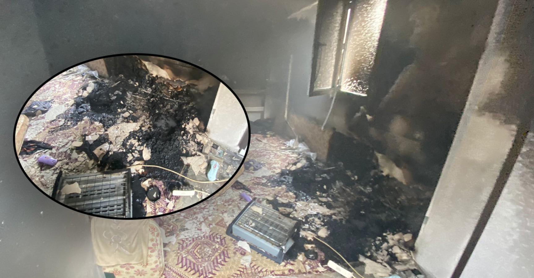 Yaşlı çiftin evi yangında kullanılamaz hale geldi