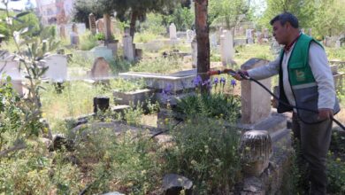 Viranşehir'de bayram öncesi mezarlıklar temizleniyor