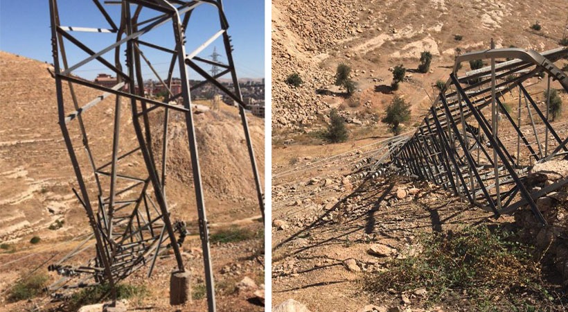 Eyyübiye'de demirleri çalınan elektrik direkleri devrildi