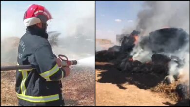 Urfa'da saman yüklü TIR'da yangın